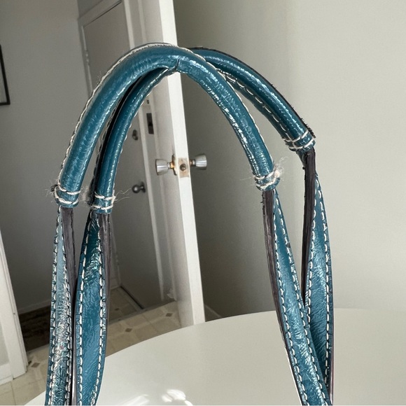 Coach Signature Blue and Silver Print Satchel - Picture 9 of 14